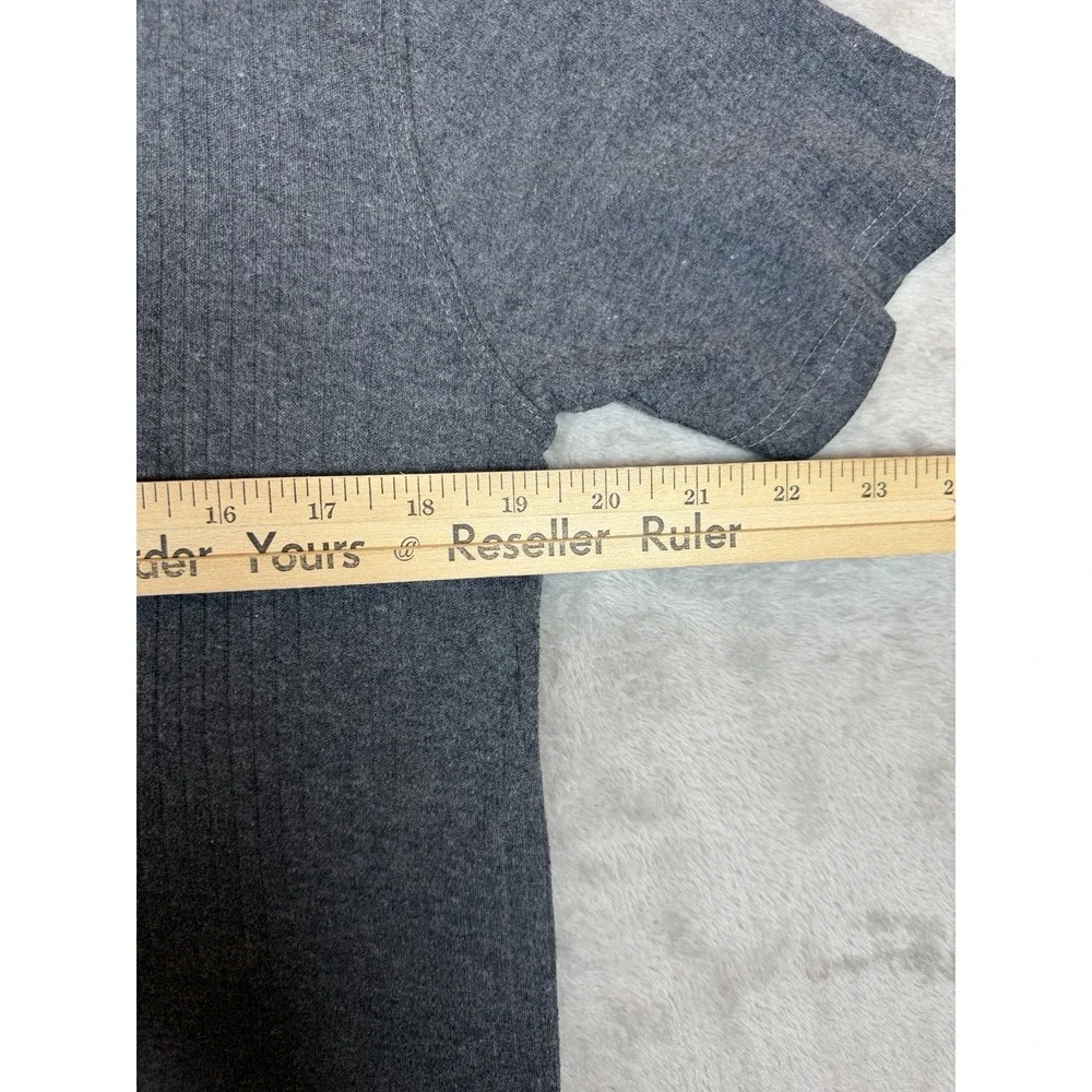 Polo Ralph Lauren Vintage Ribbed Knit V Neck T Shirt Gray Red Pony Mens Medium